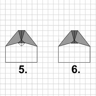 Flugzeug aus Papier falten, Stepps 5-6